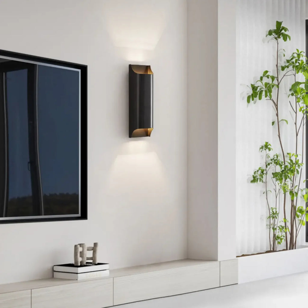 Applique a 2 luci a LED color rame con finitura oro/nera