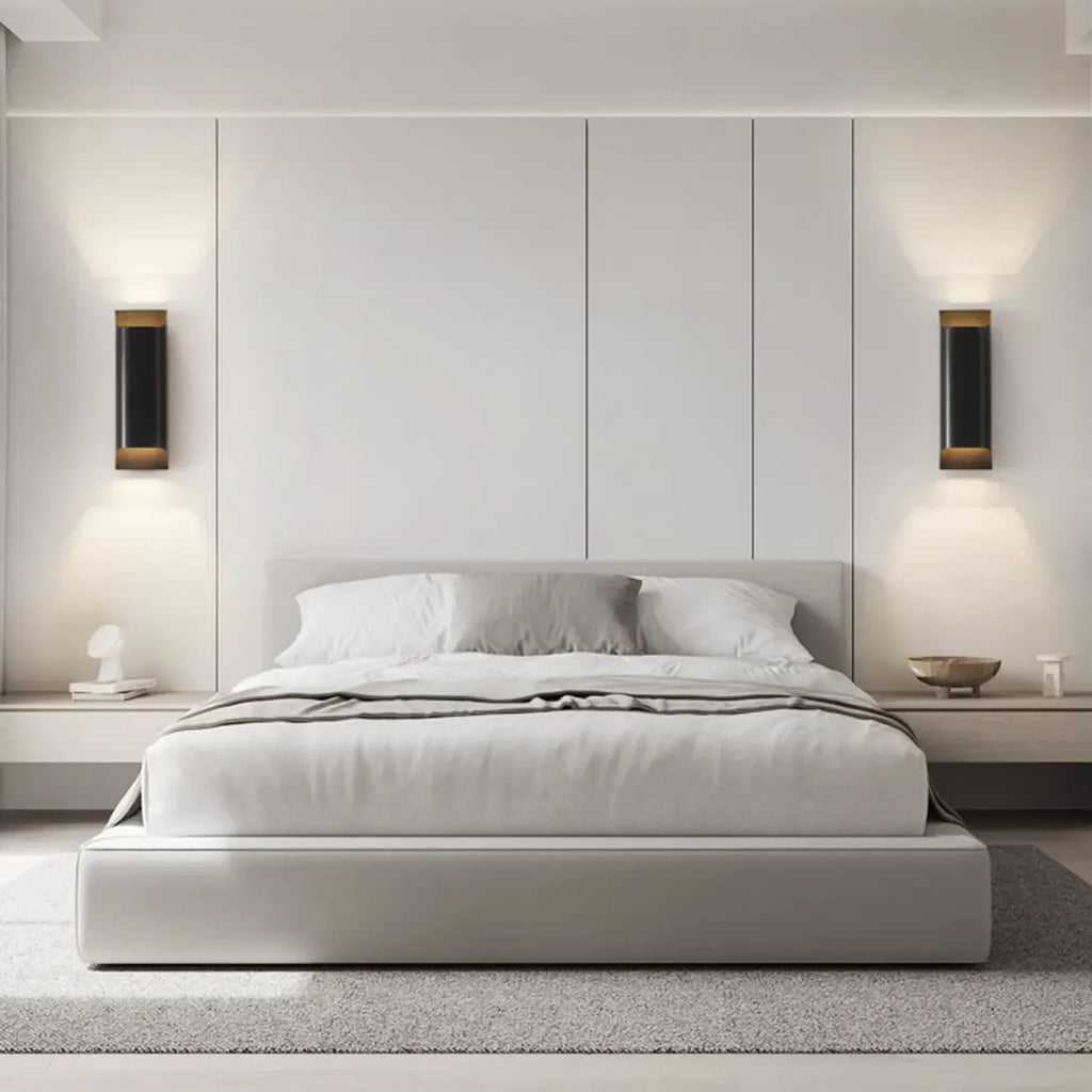 Applique a 2 luci a LED color rame con finitura oro/nera