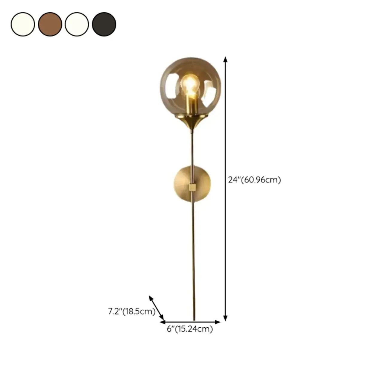 24 Applique moderne in ottone con paralume in vetro