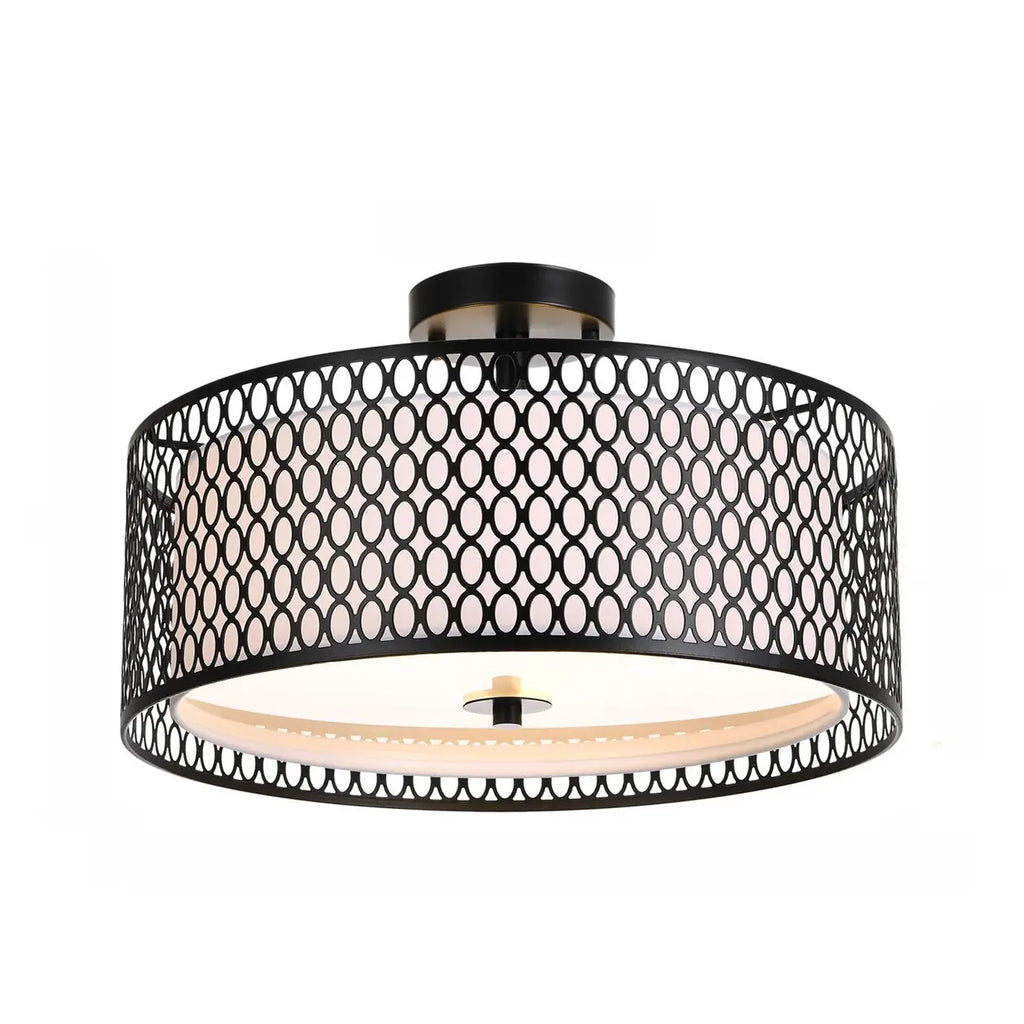 Plafonnier semi-encastré moderne cylindrique creux en métal noir