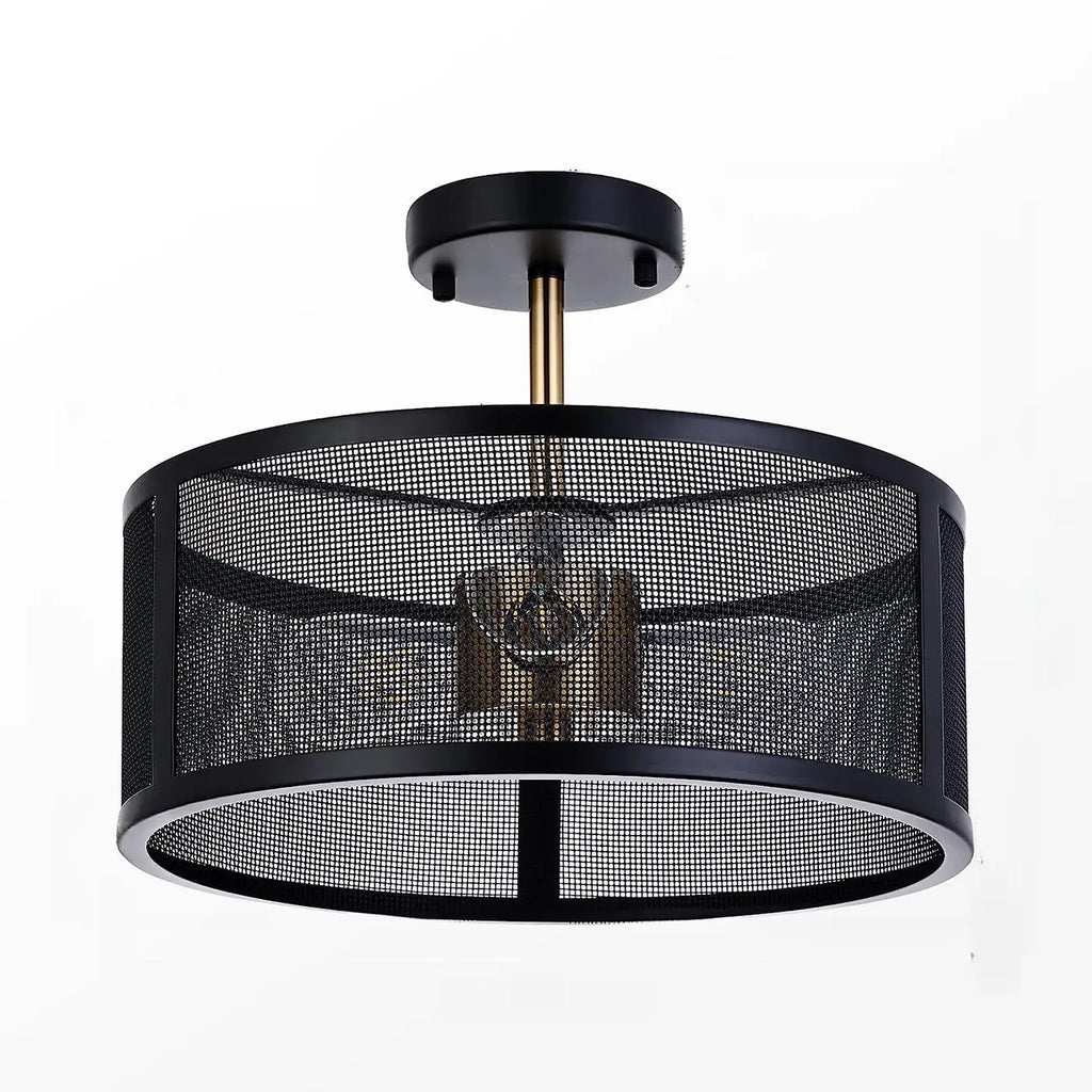 Plafonnier semi-encastré moderne cylindrique creux en métal noir