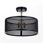 Plafonnier semi-encastré moderne cylindrique creux en métal noir