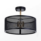 Plafonnier semi-encastré moderne cylindrique creux en métal noir