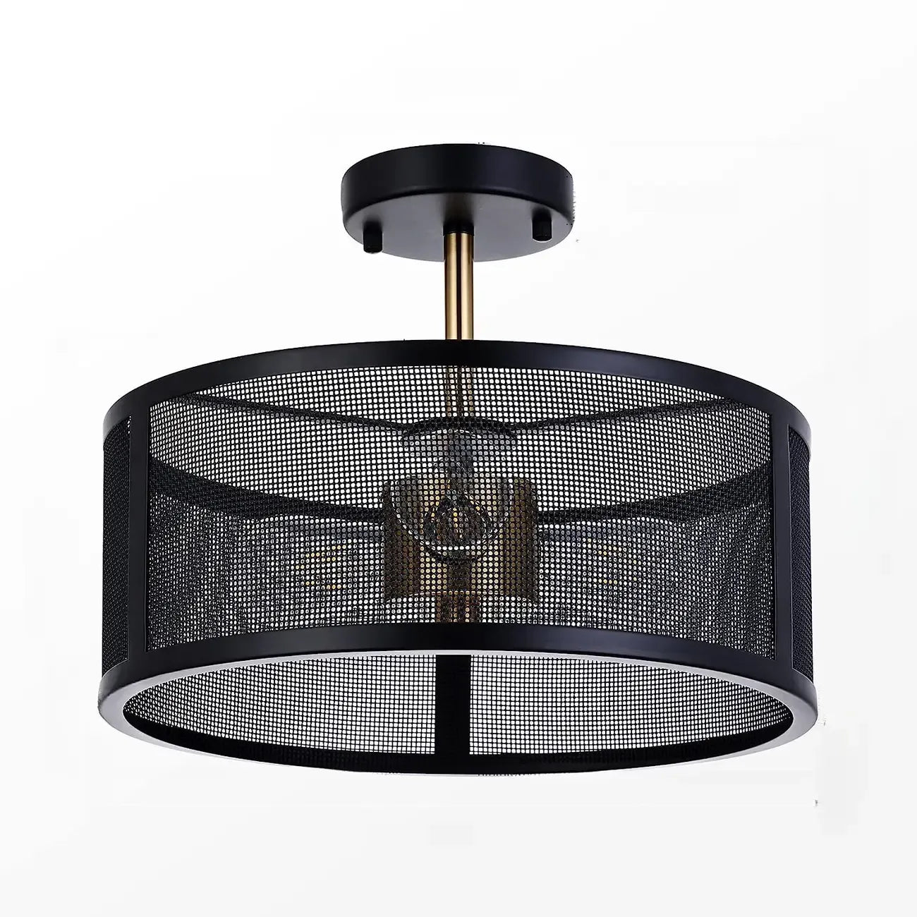 Plafonnier semi-encastré moderne cylindrique creux en métal noir