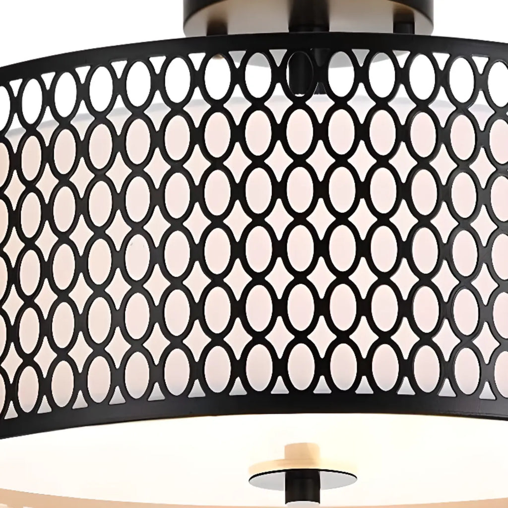 Plafonnier semi-encastré moderne cylindrique creux en métal noir