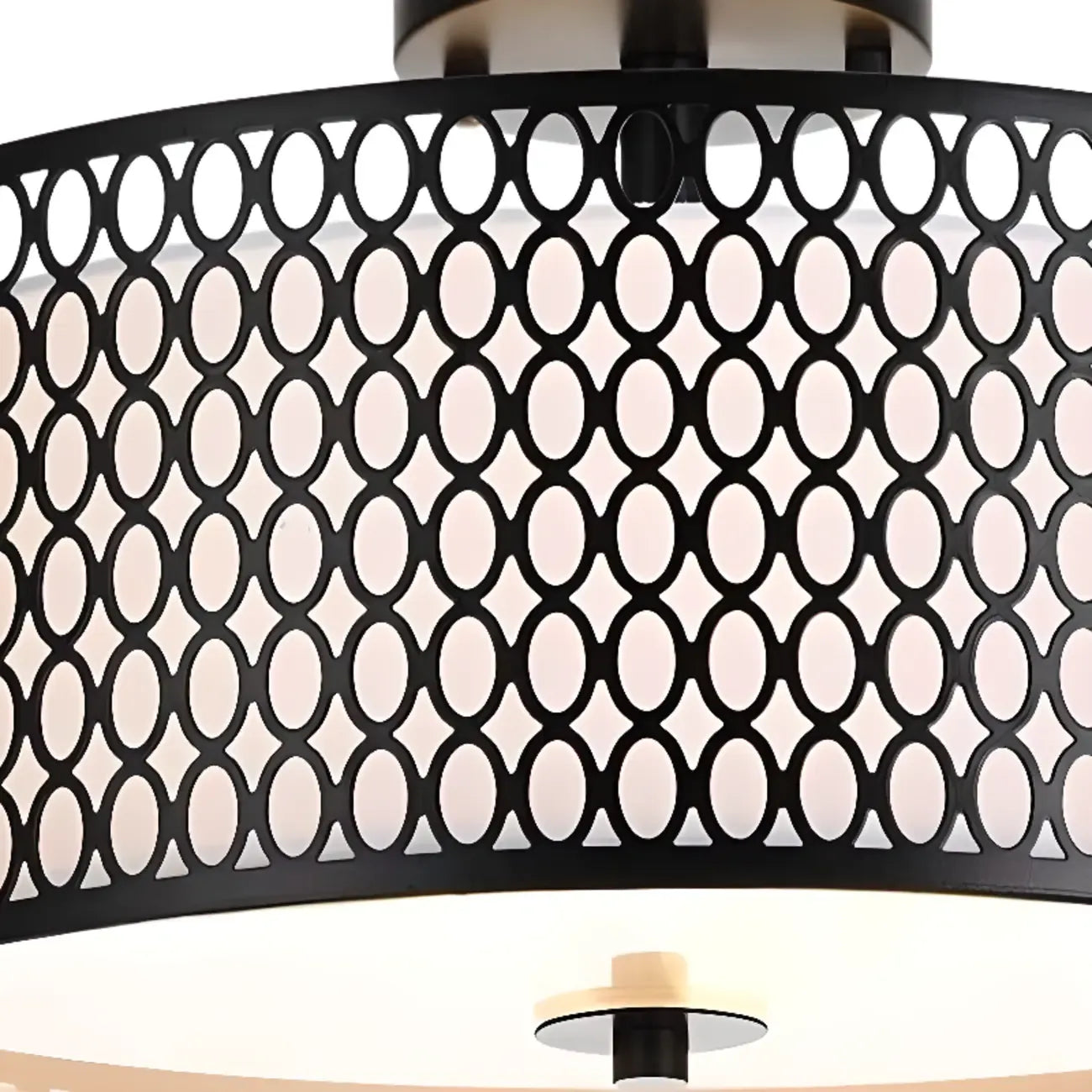 Plafonnier semi-encastré moderne cylindrique creux en métal noir