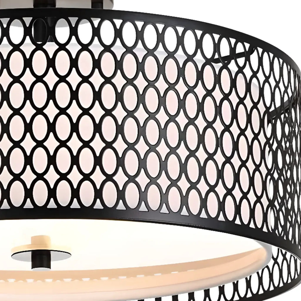 Plafonnier semi-encastré moderne cylindrique creux en métal noir