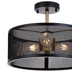 Plafonnier semi-encastré moderne cylindrique creux en métal noir