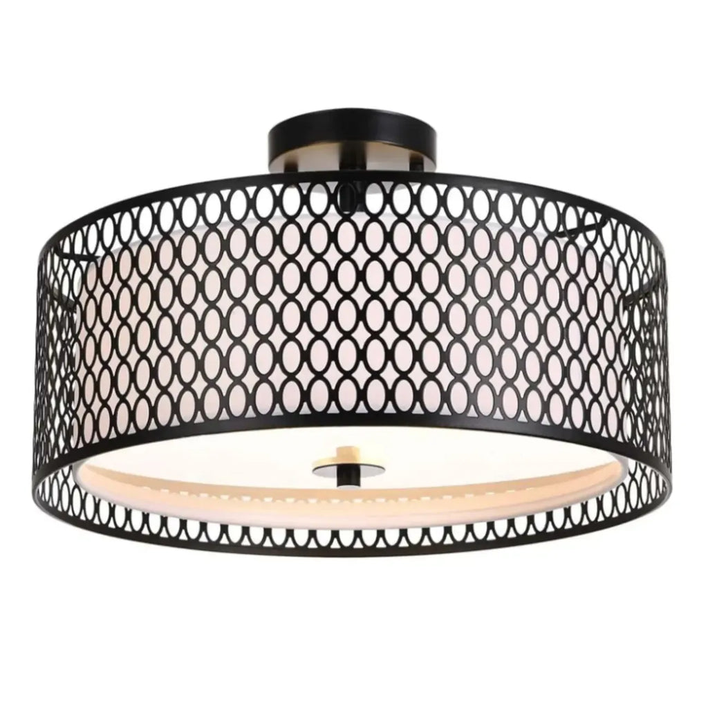 Plafonnier semi-encastré moderne cylindrique creux en métal noir