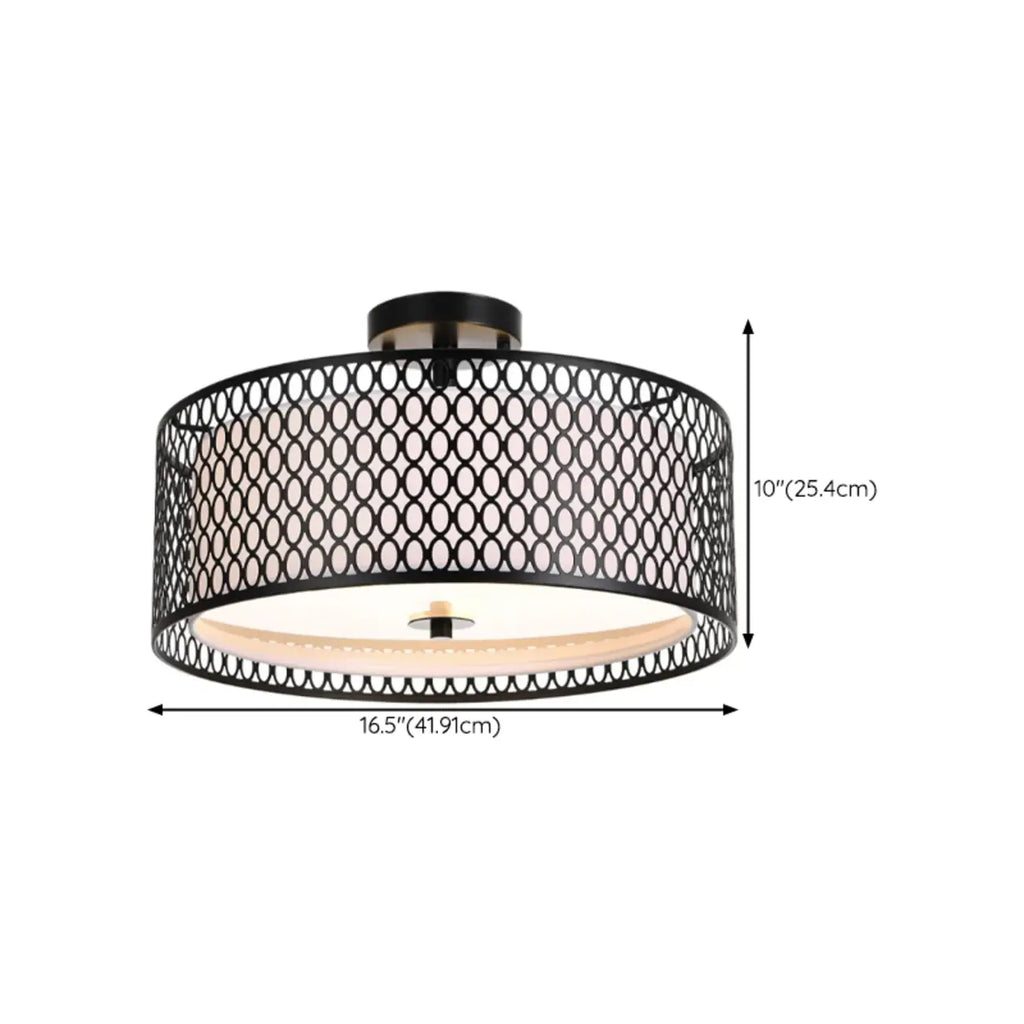 Plafonnier semi-encastré moderne cylindrique creux en métal noir