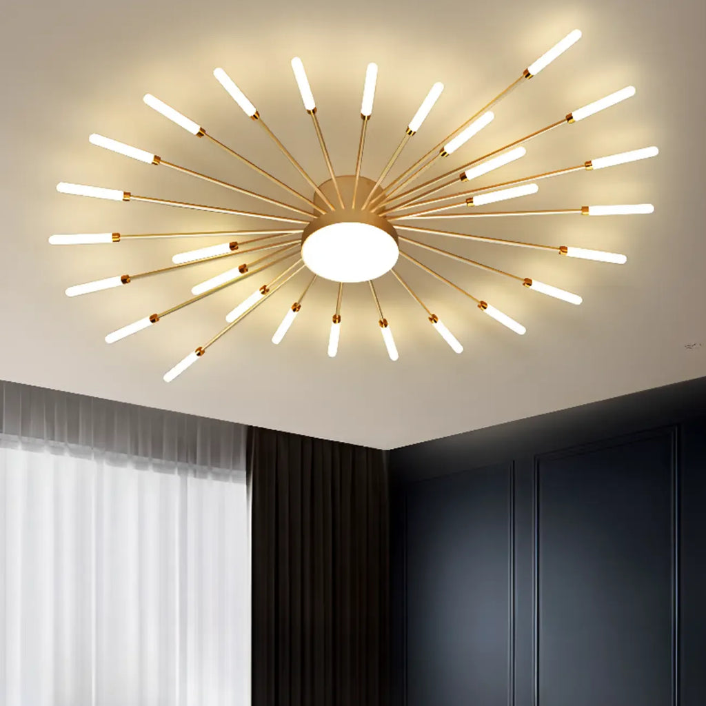 Plafonnier semi-encastré Sputnik moderne en métal doré