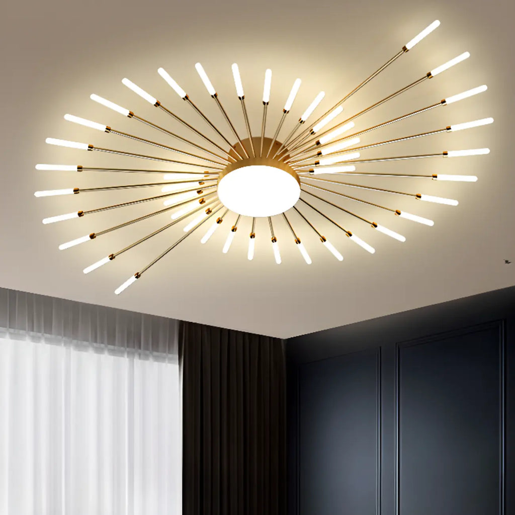 Plafonnier semi-encastré Sputnik moderne en métal doré
