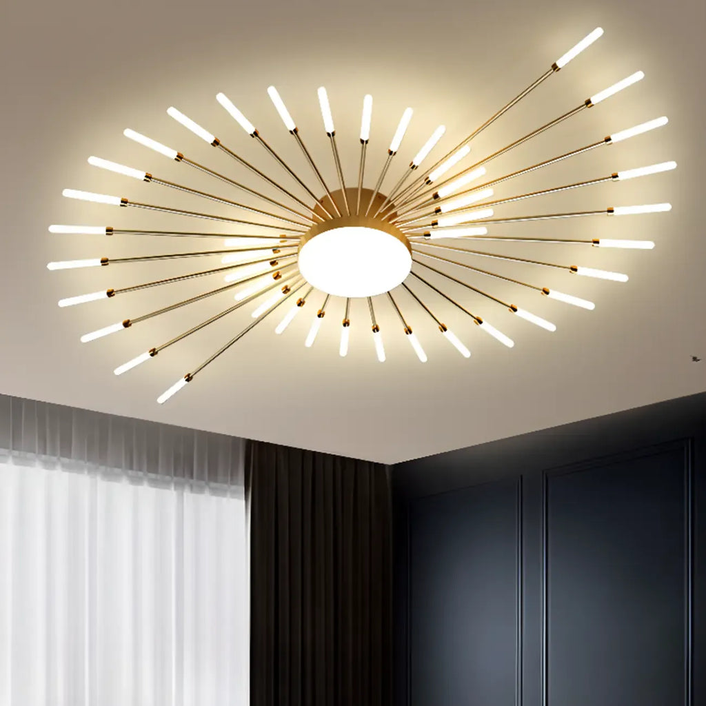 Plafonnier semi-encastré Sputnik moderne en métal doré