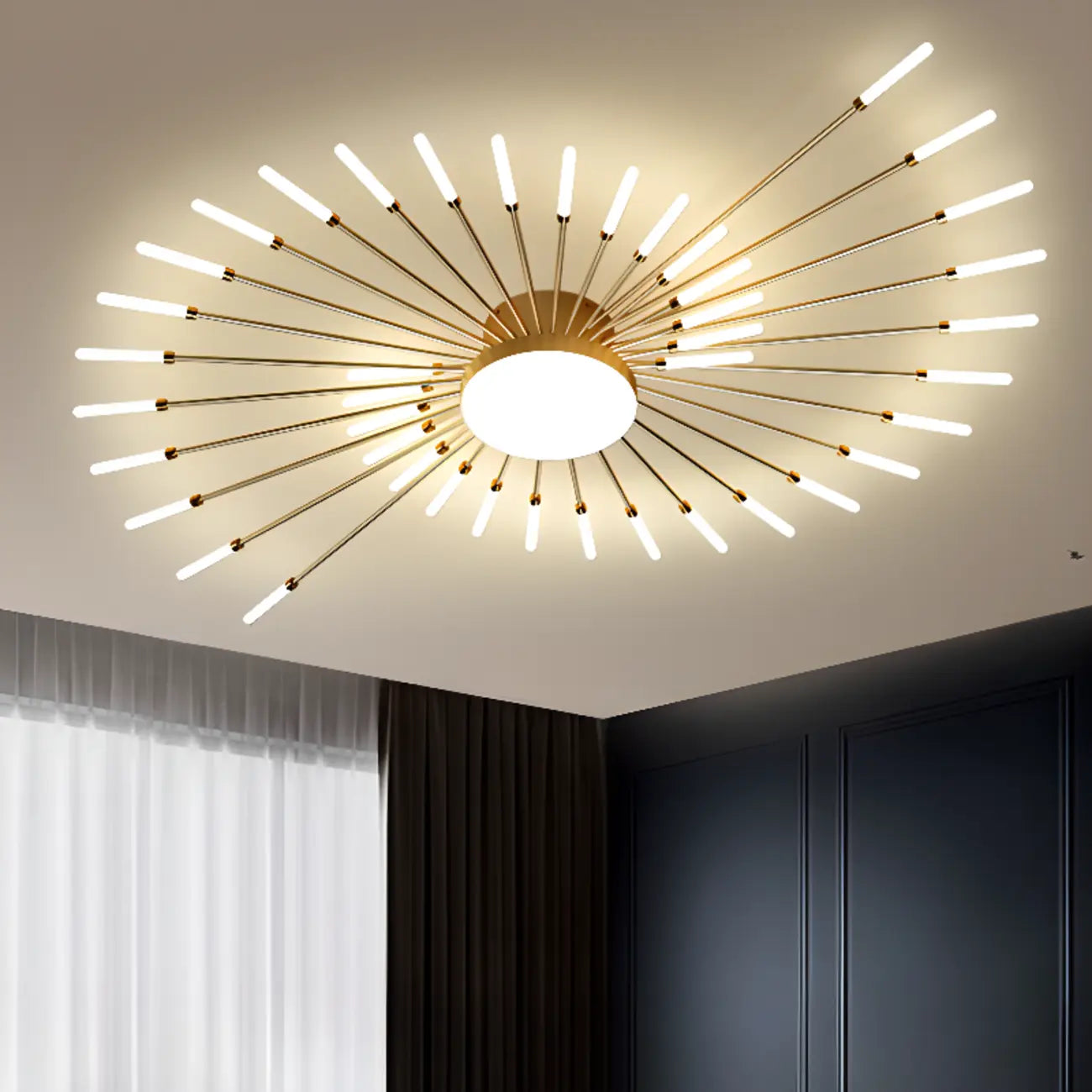 Plafonnier semi-encastré Sputnik moderne en métal doré