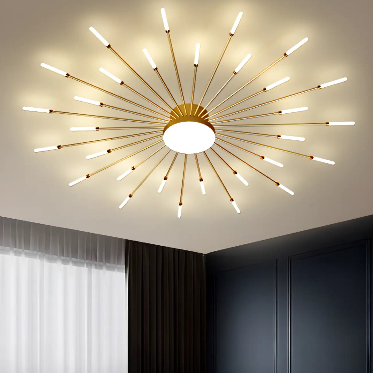 Plafonnier semi-encastré Sputnik moderne en métal doré