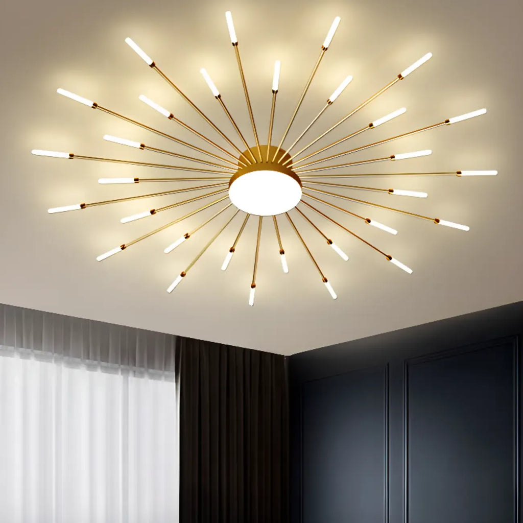Plafonnier semi-encastré Sputnik moderne en métal doré