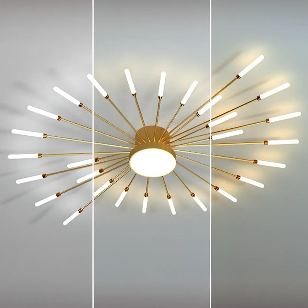 Plafonnier semi-encastré Sputnik moderne en métal doré