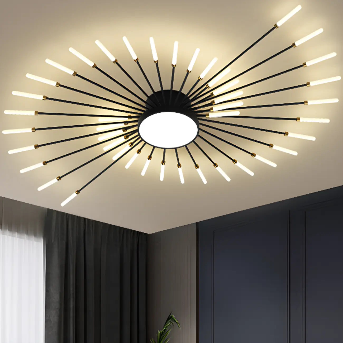 Plafonnier semi-encastré Sputnik moderne en métal doré