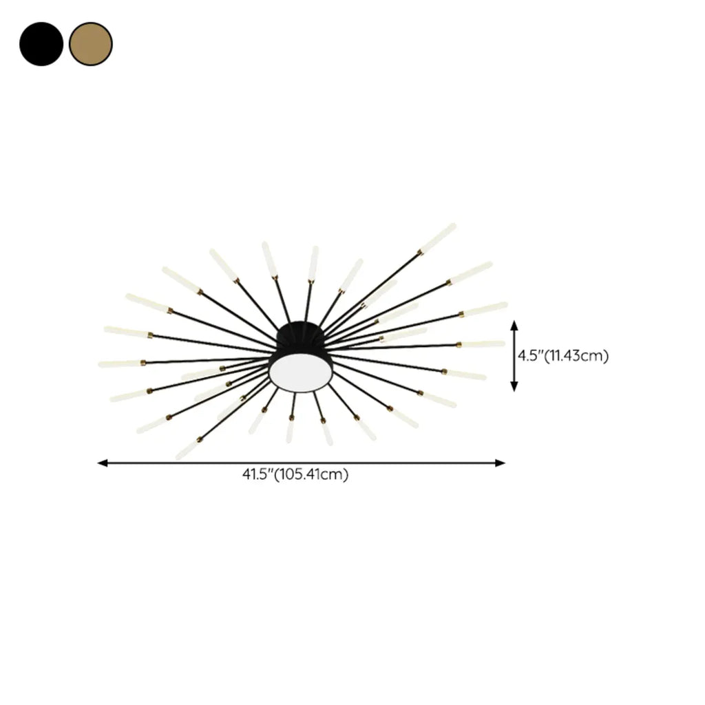Plafonnier semi-encastré Sputnik moderne en métal doré