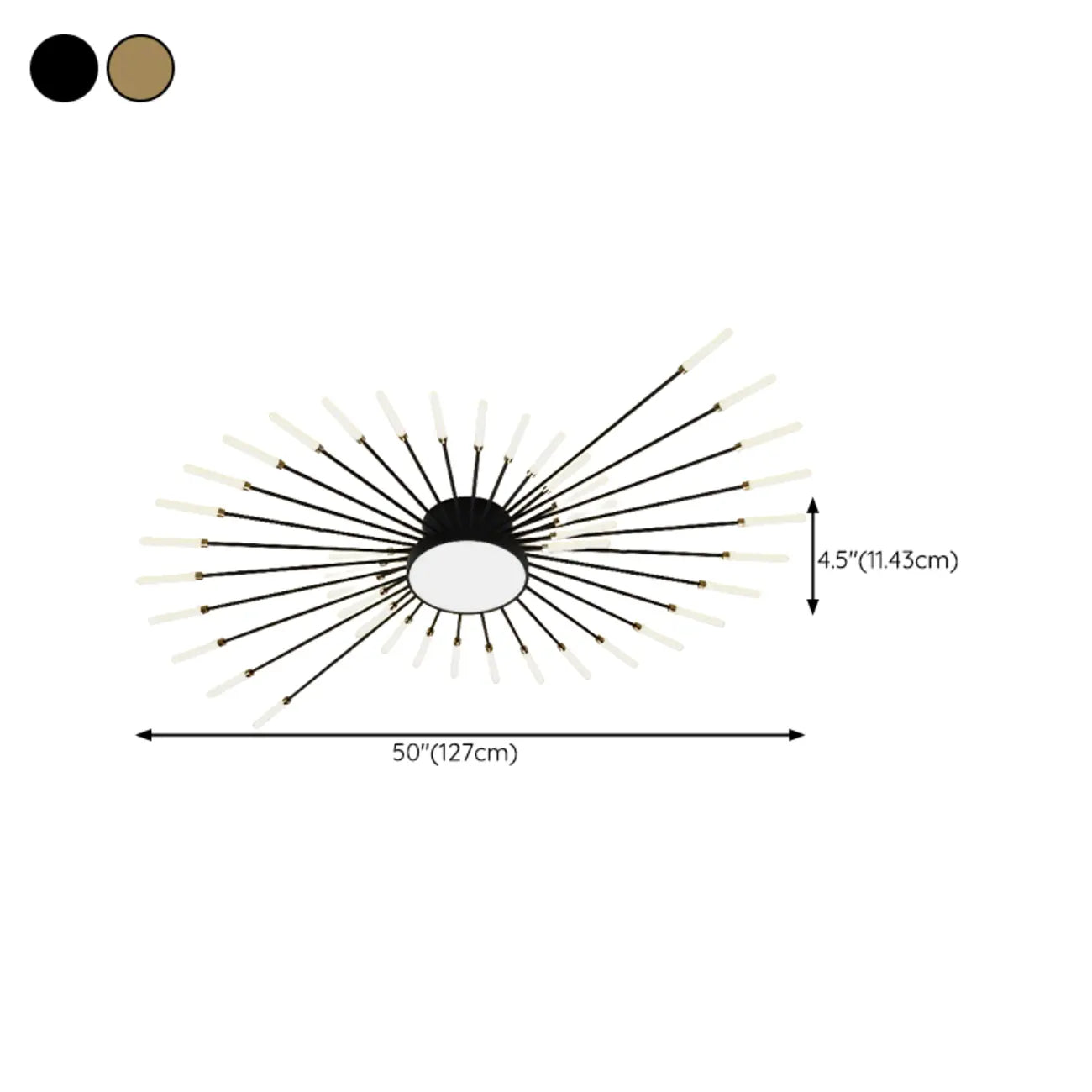 Plafonnier semi-encastré Sputnik moderne en métal doré