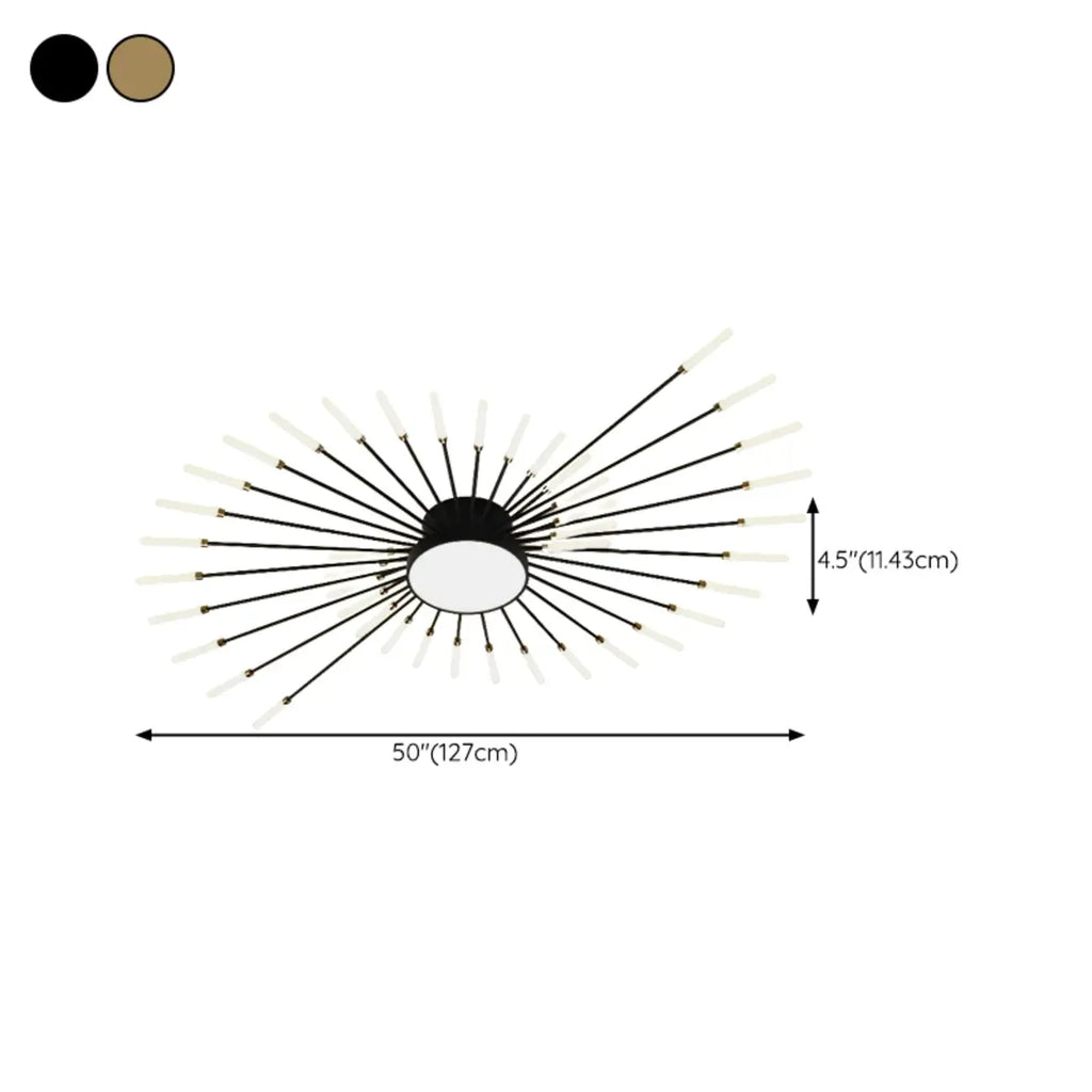 Plafonnier semi-encastré Sputnik moderne en métal doré