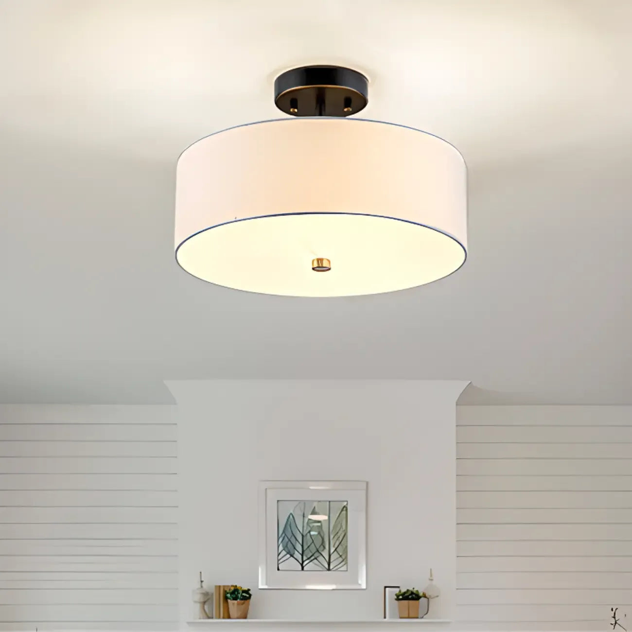 Plafonnier semi-encastré cylindrique moderne à LED pour salon