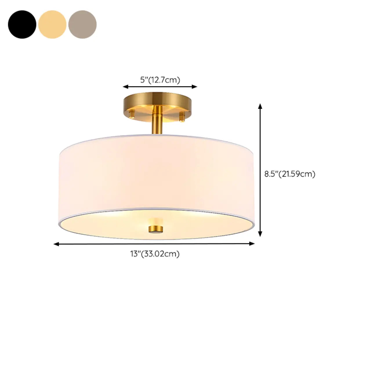 Plafonnier semi-encastré cylindrique moderne à LED pour salon