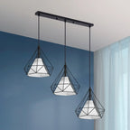 Lampada a sospensione da isola a 3 luci, in metallo a forma di cono, moderna, per cucina
