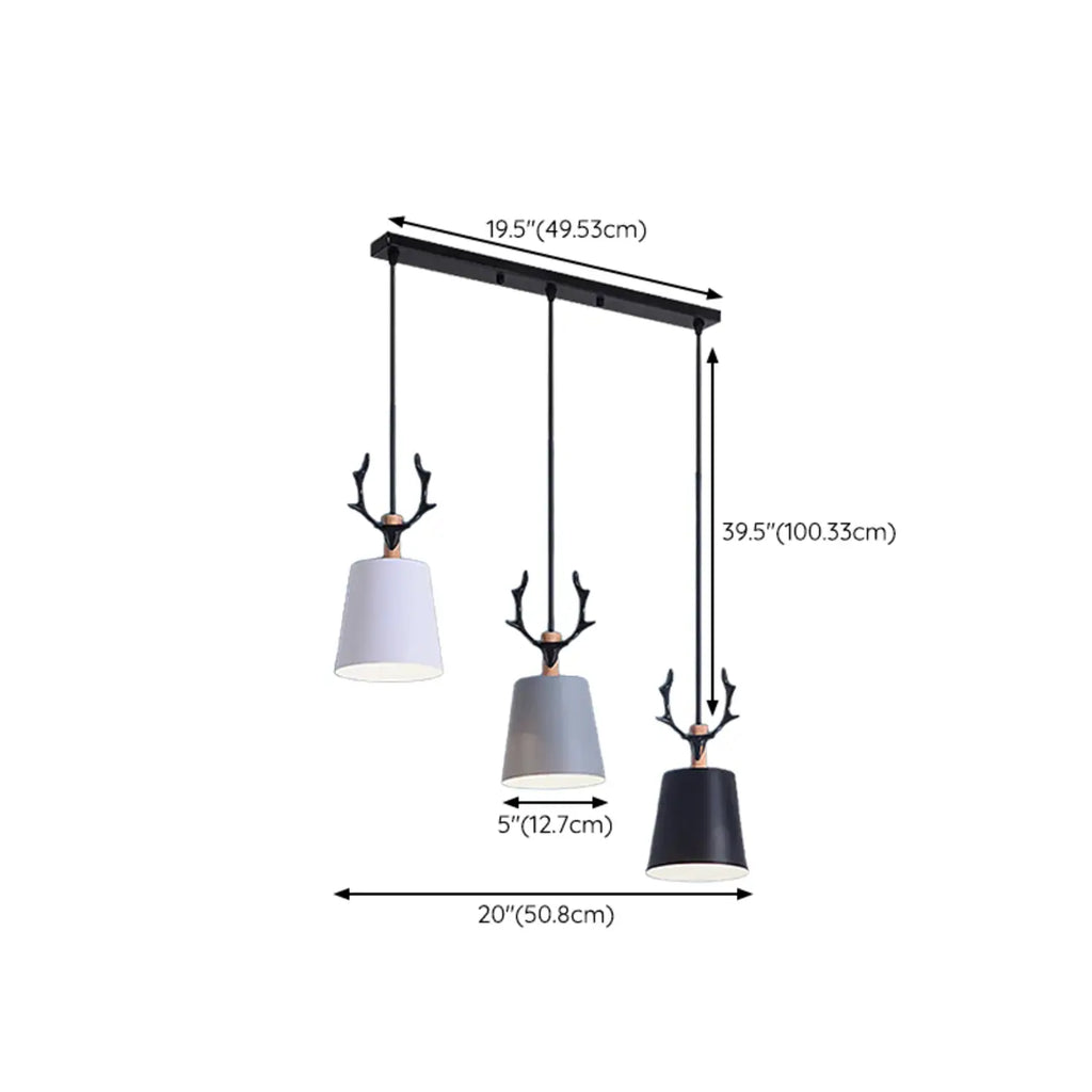 Lampada a sospensione da isola a 3 luci, in metallo a forma di cono, moderna, per cucina