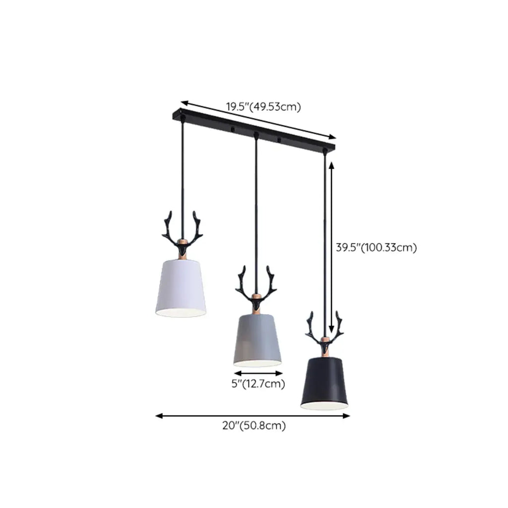 Lampada a sospensione da isola a 3 luci, in metallo a forma di cono, moderna, per cucina