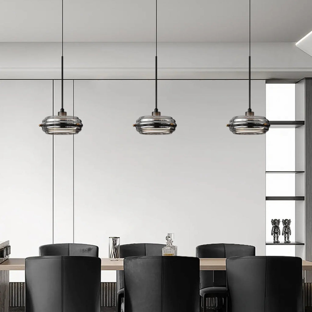 Suspension moderne en métal avec abat-jour cylindrique réglable pour îlot de cuisine