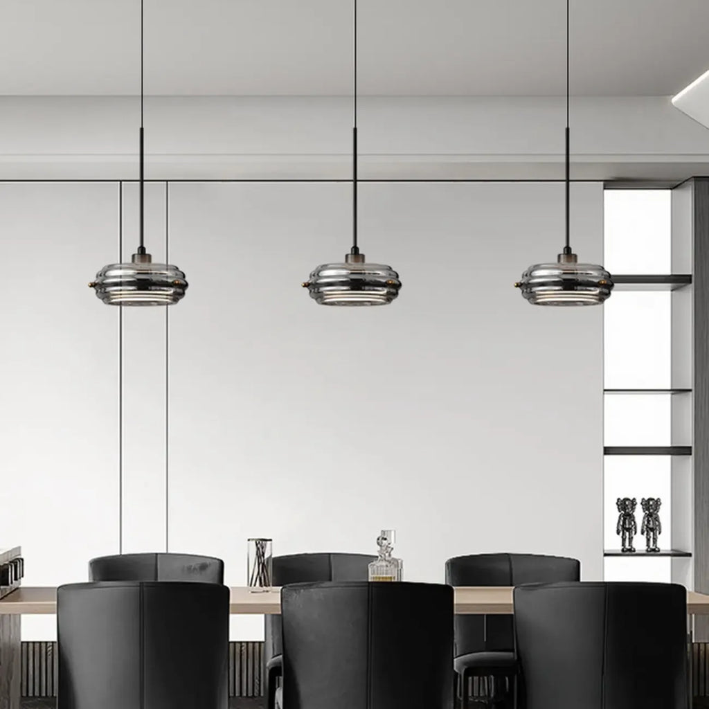 Suspension moderne en métal avec abat-jour cylindrique réglable pour îlot de cuisine