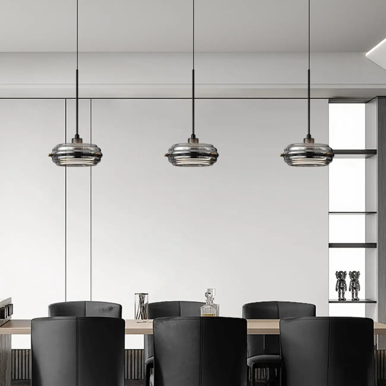 Suspension moderne en métal avec abat-jour cylindrique réglable pour îlot de cuisine