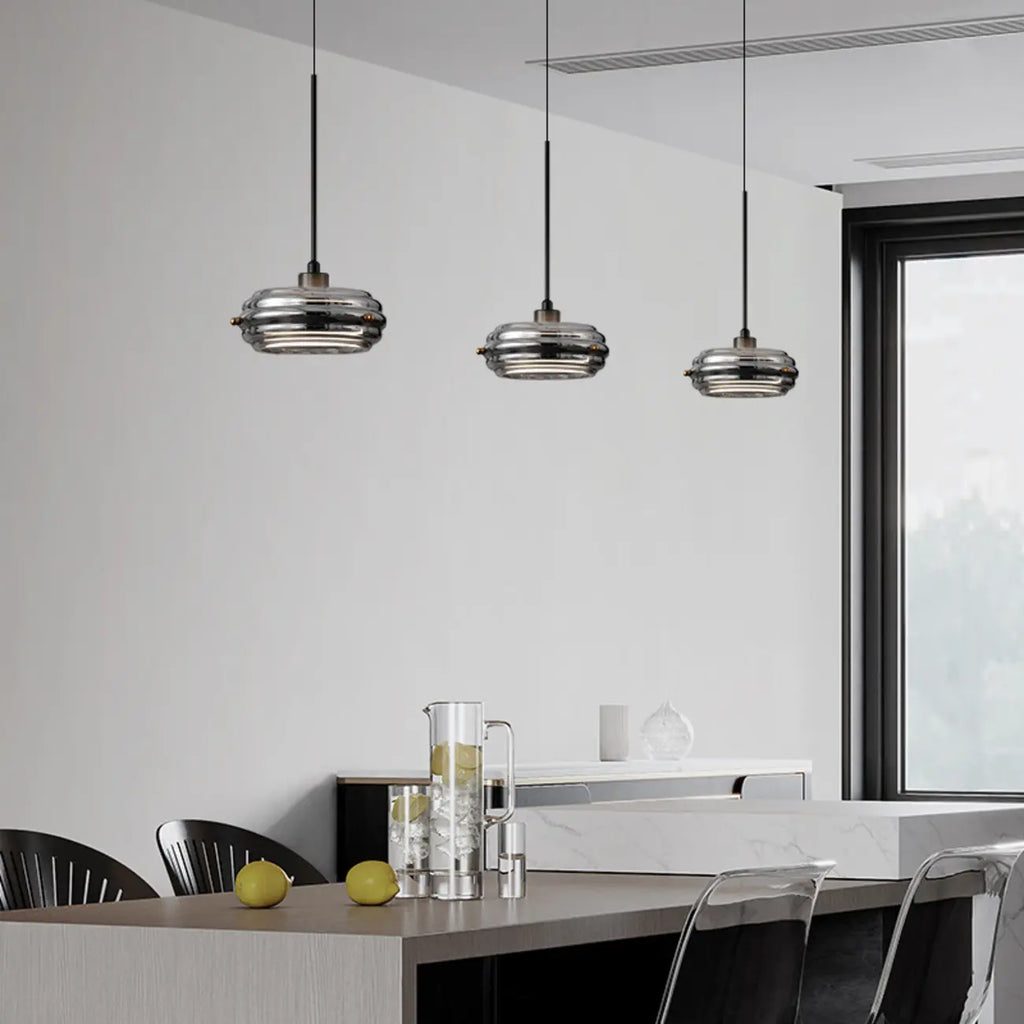 Suspension moderne en métal avec abat-jour cylindrique réglable pour îlot de cuisine