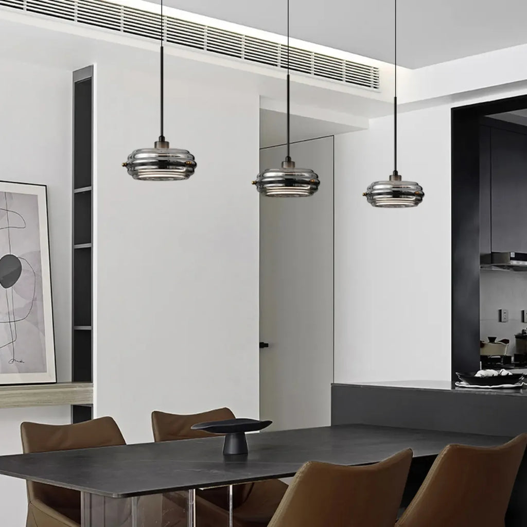 Suspension moderne en métal avec abat-jour cylindrique réglable pour îlot de cuisine
