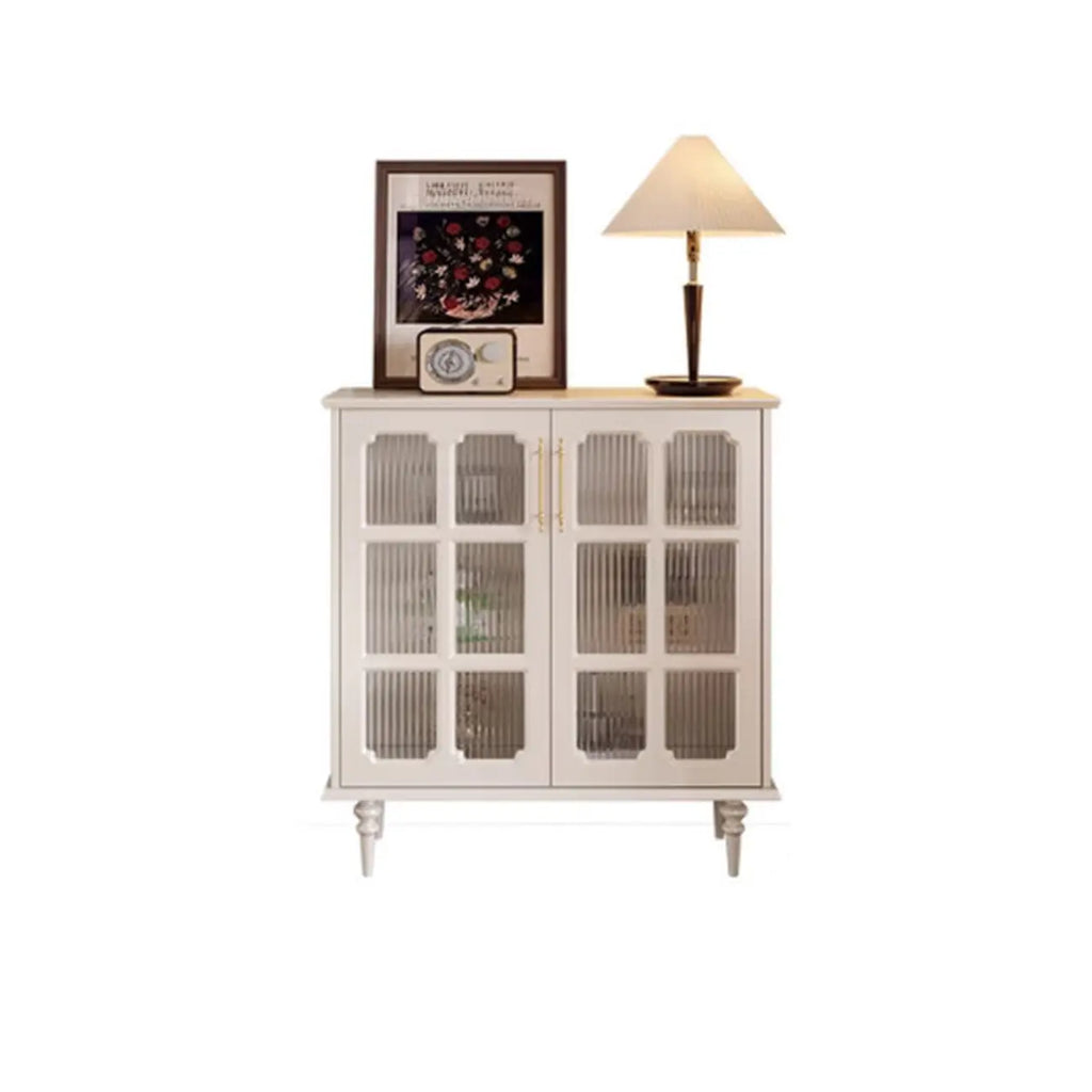 Meuble de rangement moderne en bois noir et verre cannelé pour salon