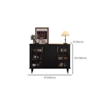 Meuble de rangement moderne en bois noir et verre cannelé pour salon