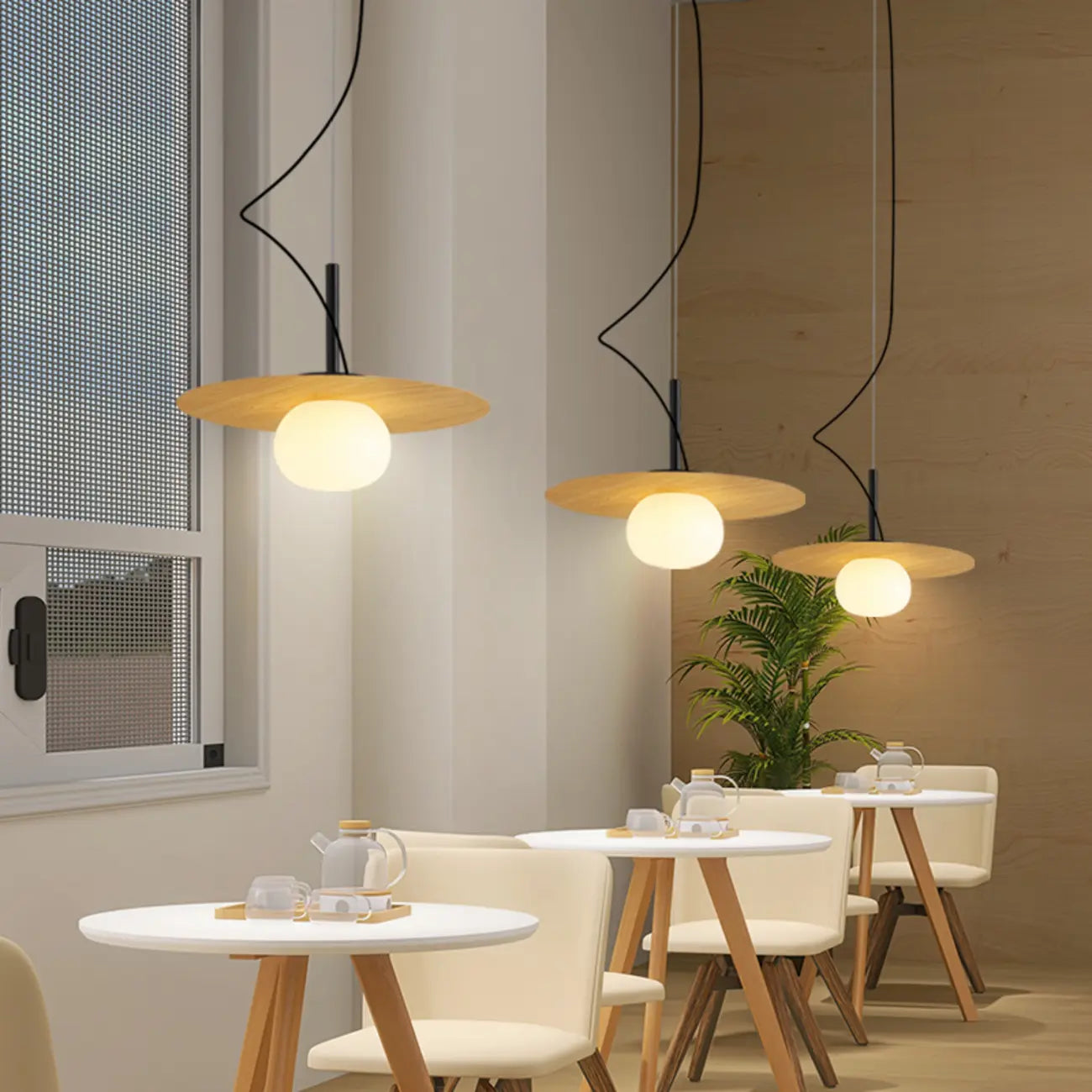 Suspension élégante et moderne en résine blanche pour îlot de salle à manger