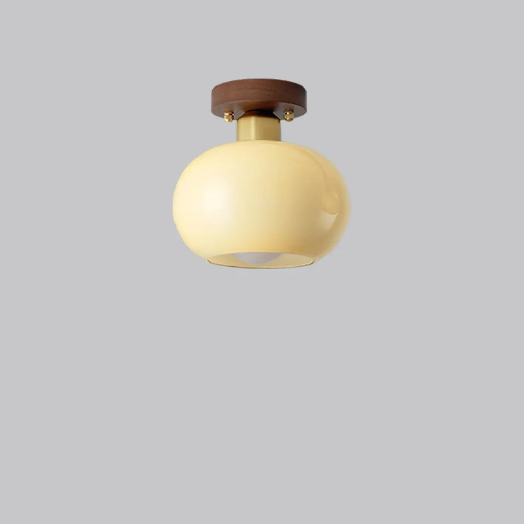 Plafonnier semi-encastré moderne crème à une lumière avec dôme en verre