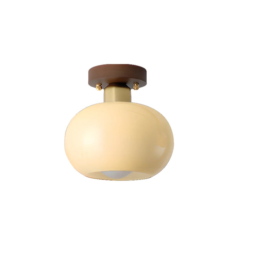 Plafonnier semi-encastré moderne crème à une lumière avec dôme en verre