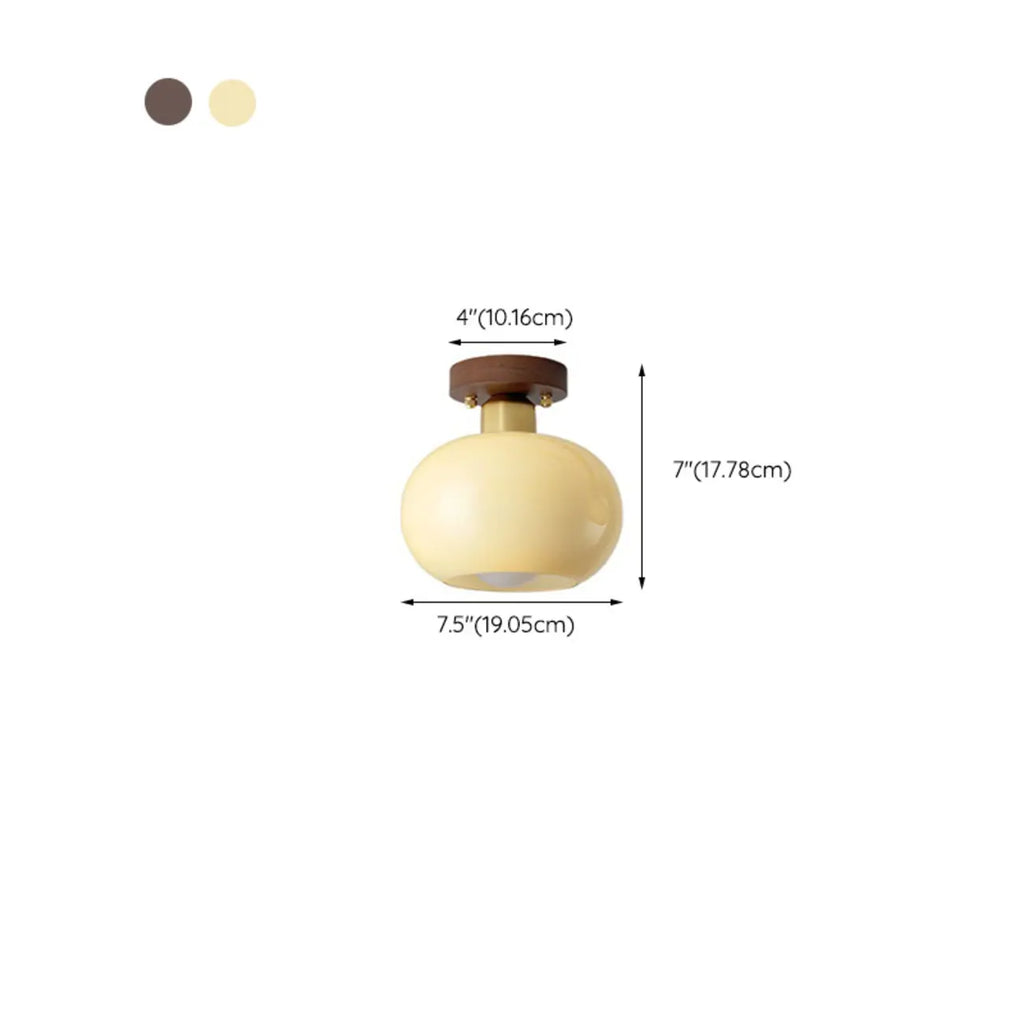 Plafonnier semi-encastré moderne crème à une lumière avec dôme en verre