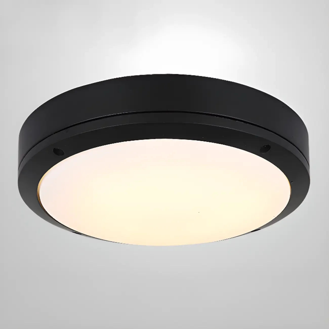 Plafonnier LED rond industriel en métal noir