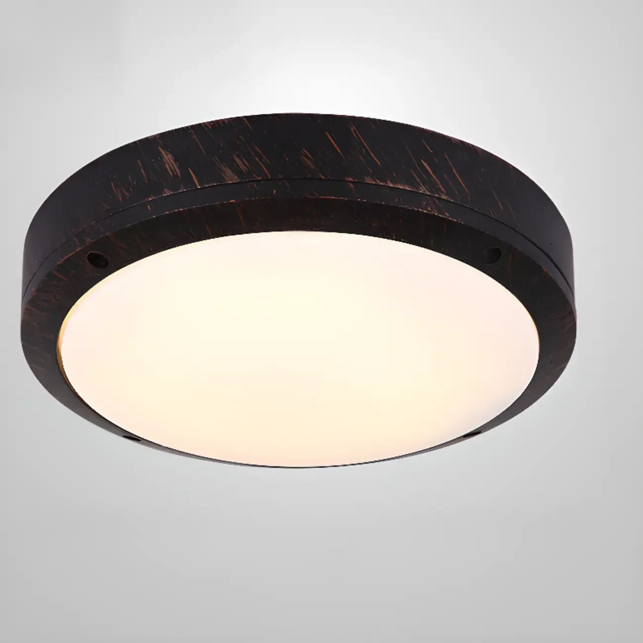 Plafonnier LED rond industriel en métal noir