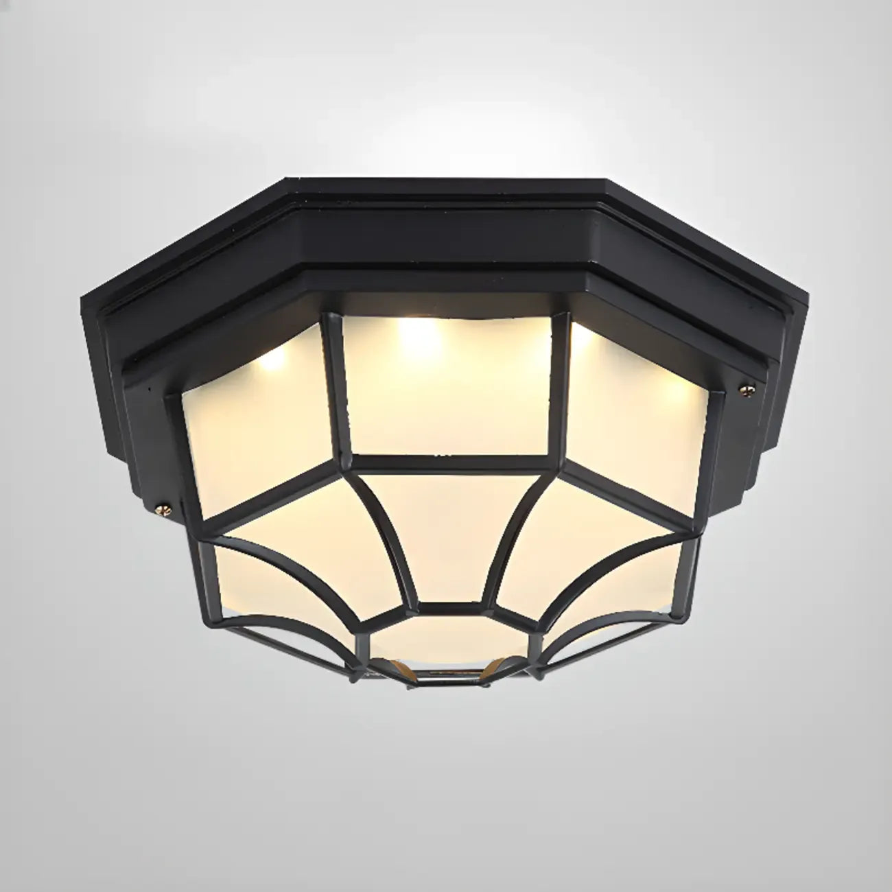 Plafonnier LED rond industriel en métal noir
