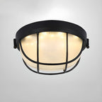 Plafonnier LED rond industriel en métal noir