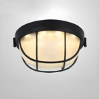 Plafonnier LED rond industriel en métal noir
