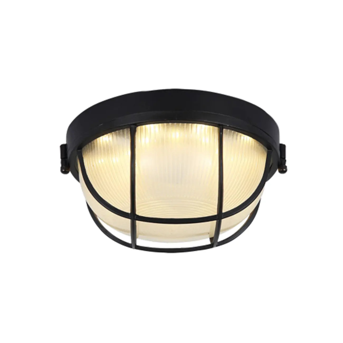 Plafonnier LED rond industriel en métal noir