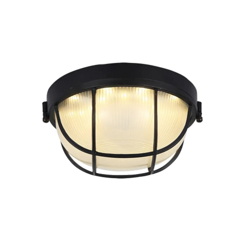 Plafonnier LED rond industriel en métal noir
