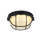 Plafonnier LED rond industriel en métal noir