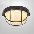 Plafonnier LED rond industriel en métal noir